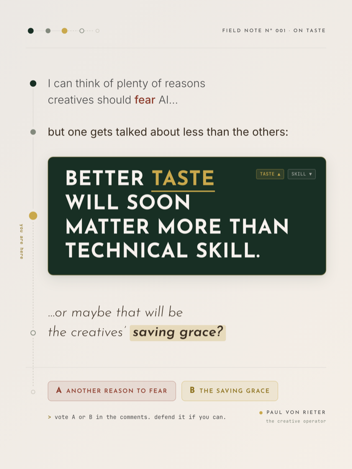 Field note number 001, on taste, as a social graphic
