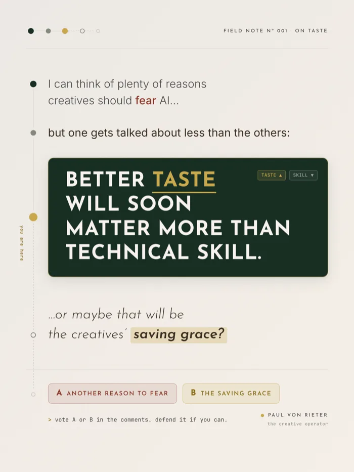 Field note number 001, on taste, as a social graphic